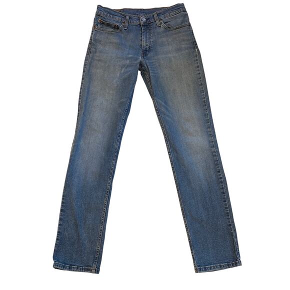 Levis 511 Jeans Mens 32x34 Blue Slim Fit Distressed Stretch Tapered Leg *FLAW* - Picture 1 of 13